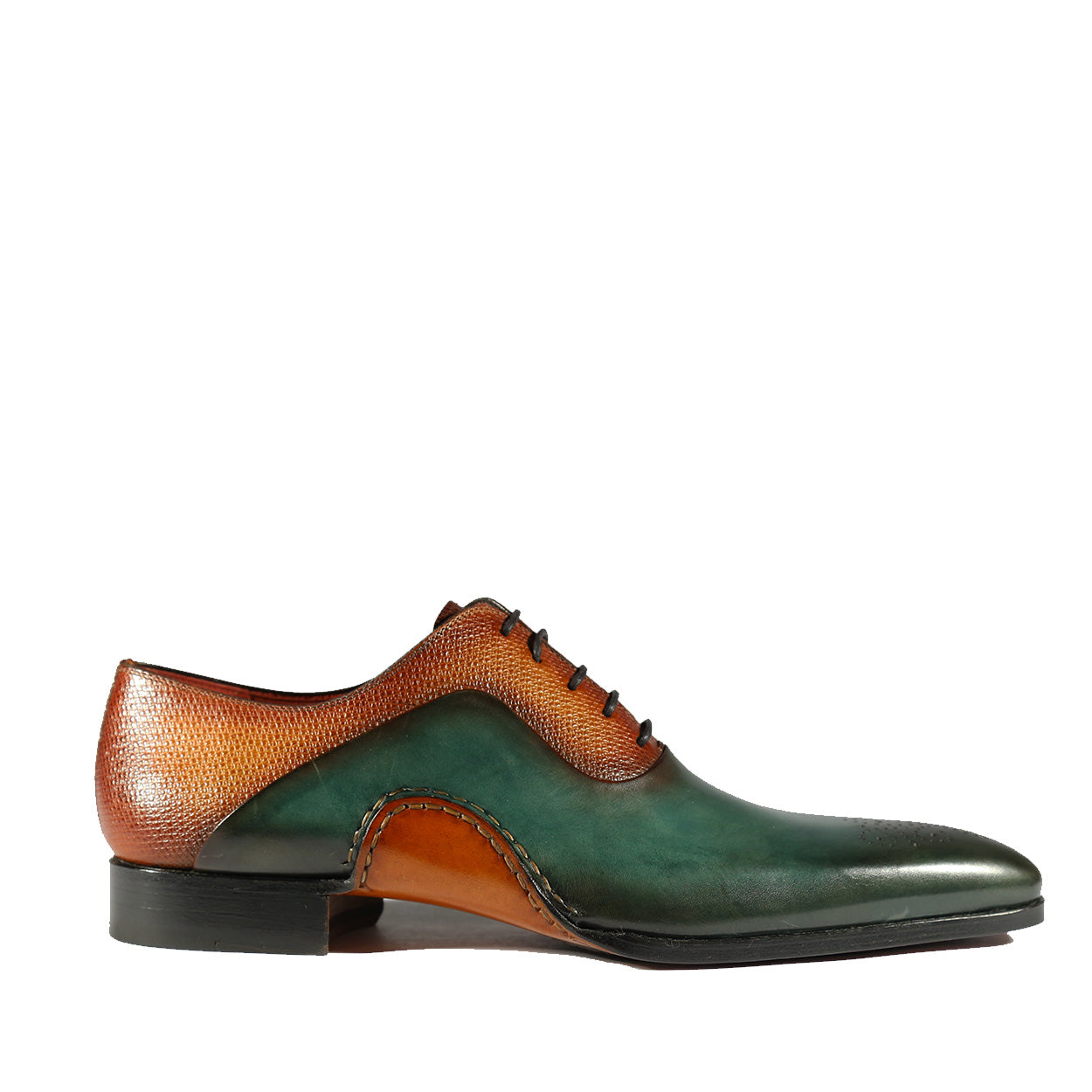 Magnanni 20120 Sanchez II Men's Shoes Brown & Green Grabado Print /  Calf-Skin Leather Oxfords (MAGS1090)