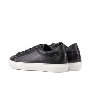 Ambrogio Bespoke Men's Shoes Black Exotic Python Trainer Sneakers (AMB2485)-AmbrogioShoes