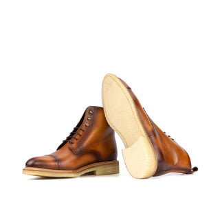 Ambrogio Bespoke Men's Shoes Cognac Calf-Skin Leather Jumper Boots (AMB2499)-AmbrogioShoes