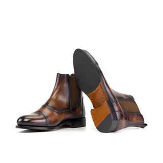 Ambrogio Bespoke Men's Shoes Fire Patina Leather Chelsea Boots (AMB2487)-AmbrogioShoes