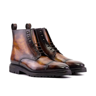 Ambrogio Luxury Men's Shoes Fire Patina Leather Jumper Boots (AMB2544)-AmbrogioShoes