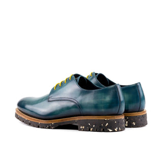 Ambrogio Luxury Men's Shoes Turquoise Patina Leather Derby Oxfords (AMB2536)-AmbrogioShoes