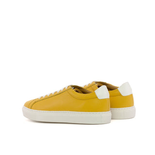 Ambrogio Luxury Men's Shoes Yellow Full Grain Leather Low Top Sneakers (AMB2537)-AmbrogioShoes