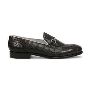 Ambrogio Men's Shoes Crocodile Print Leather Belgian Horsebit Loafers (AMB2565)-AmbrogioShoes