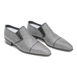 Artioli Giorgio Men's Shoes Woven Kangaroo Leather Cap-Toe Slip-On Loafers (ART1015)-AmbrogioShoes