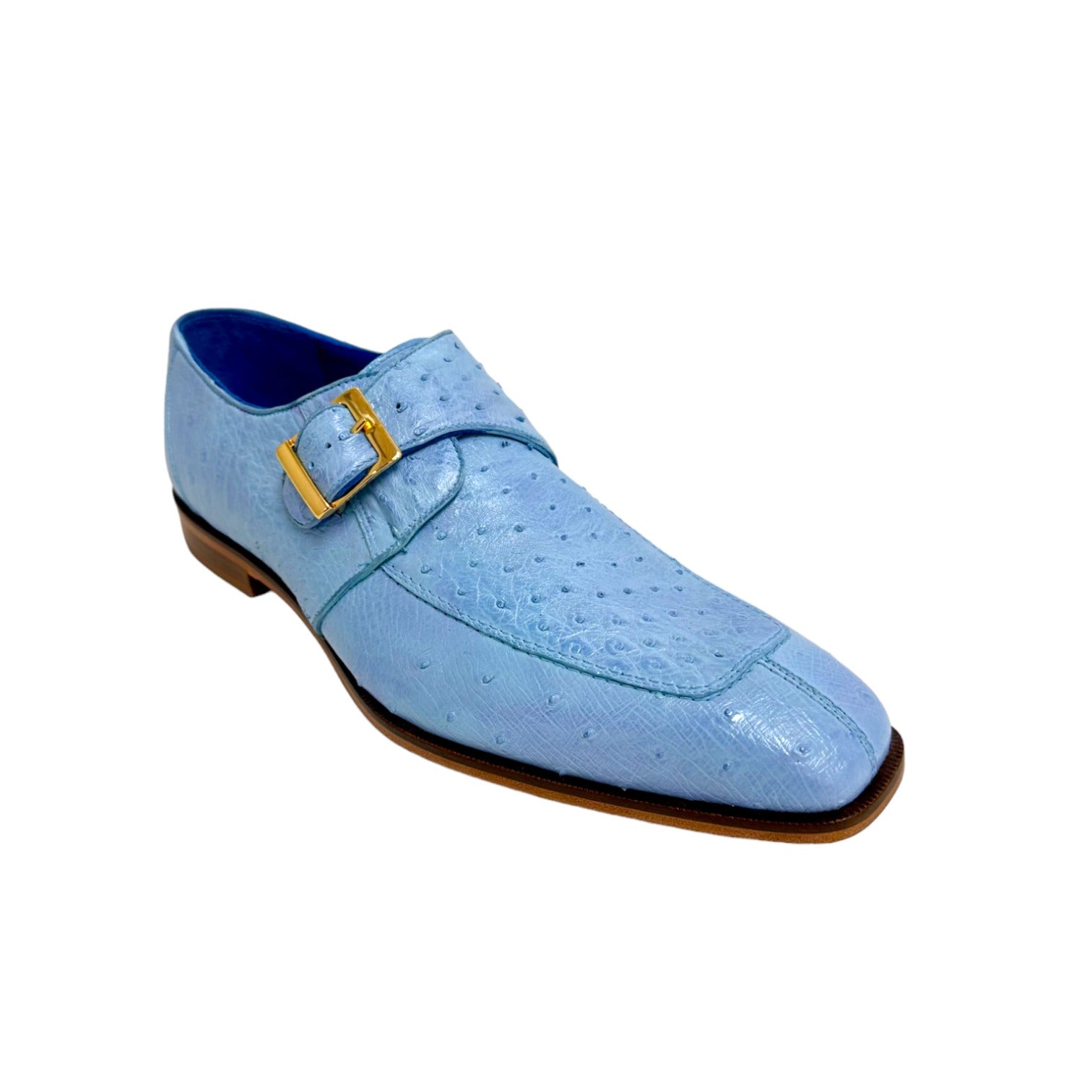 Belvedere Josh 114011 Men's Shoes Summer Blue Genuine Ostrich Split-Toe  Monk-strap Loafers (BV3139)