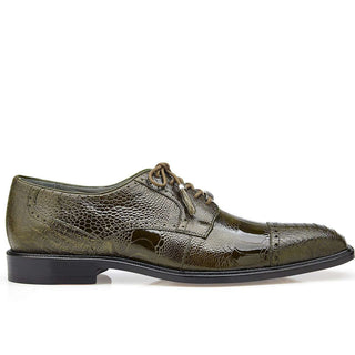 Belvedere Mens Batta Olive Genuine Ostrich Oxfords 14006 (BV2512)-AmbrogioShoes