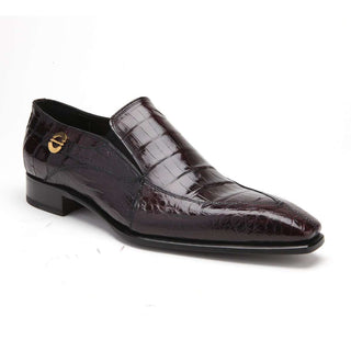 Caporicci Men's Luxury Italian Shoes Burgundy Alligator Loafers ART203 (CAP1004)-AmbrogioShoes