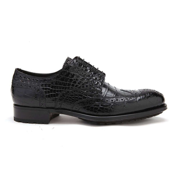 Caporicci 3318 Alligator Wingtip Shoes Black