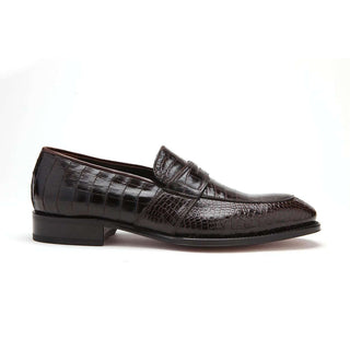 Caporicci Men's Luxury Italian Shoes 1208 Alligator Moro Brown Loafers (CAP1101)-AmbrogioShoes