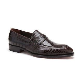 Caporicci Men's Luxury Italian Shoes 1208 Alligator Moro Brown Loafers (CAP1101)-AmbrogioShoes