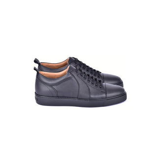 Corrente C0013017-7233 Men's Shoes Black Calf-Skin Leather Casual Sneakers (CRT1503)-AmbrogioShoes