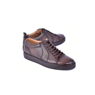 Corrente C0013018-7233 Men's Shoes Brown Calf-Skin Leather Casual Sneakers (CRT1504)-AmbrogioShoes
