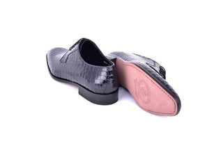 Corrente C01507 6291 Men's Shoes Navy Crocodile Print / Calf-Skin Leather Derby Oxfords (CRT1452)-AmbrogioShoes