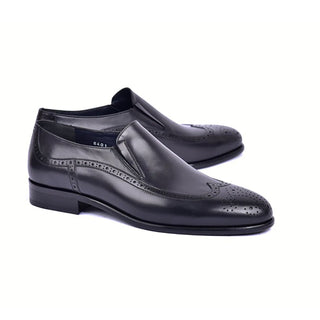 Corrente C0435-6401 Men's Shoes Black Calf-Skin Leather Wingtip Loafers (CRT1480)-AmbrogioShoes
