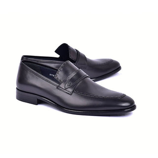 Corrente C0436-6797 Men's Shoes Black Calf-Skin Leather Dress Loafers (CRT1479)-AmbrogioShoes