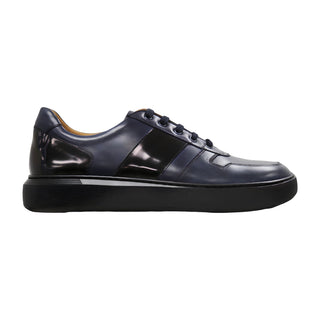 Donatello Duke Men's Shoes Blue & Black Calf-Skin Leather Casual Sneakers (DON1002)-AmbrogioShoes