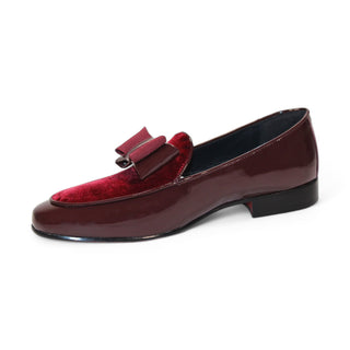 Duca Amalfi Men's Shoes Burgundy Patent Leather-Velvet, Leather Lining Formal Loafers (D1003)-AmbrogioShoes