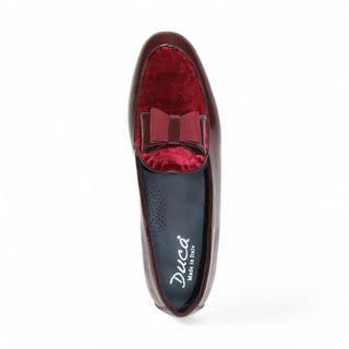 Duca Amalfi Men's Shoes Burgundy Patent Leather-Velvet, Leather Lining Formal Loafers (D1003)-AmbrogioShoes