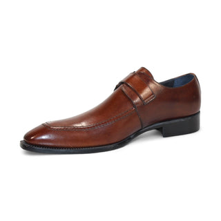 Duca Garda Men's Shoes Brown Calf-Skin Leather Monkstraps Oxfords (D1119)-AmbrogioShoes