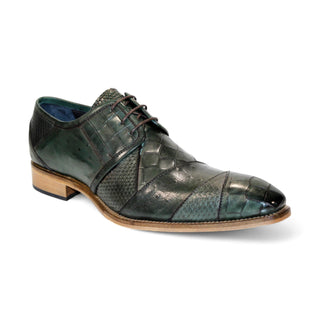 Duca Imperio Men's Shoes Green Calf-Skin Leather/Calf Print Oxfords (D1155)-AmbrogioShoes