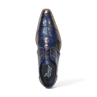 Duca Imperio Men's Shoes Ocean Blue Calf-Skin Leather/Calf Print Oxfords (D1156)-AmbrogioShoes