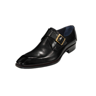 Duca Massa Men's Shoes Black Calf-Skin Leather Monkstrap Oxfords (D1133)-AmbrogioShoes