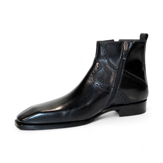 Duca Pedaso Men's Shoes Black Calf-Skin Leather Boots (D1166)-AmbrogioShoes