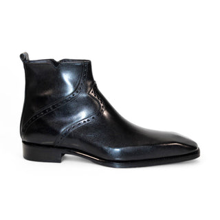 Duca Pedaso Men's Shoes Black Calf-Skin Leather Boots (D1166)-AmbrogioShoes