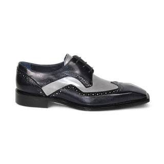 Duca Saranno Men's Shoes Black/Light Grey Calf-Skin Leather Oxfords (D1113)-AmbrogioShoes