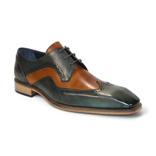 Duca Saranno Men's Shoes Green/Cognac Calf-Skin Leather Oxfords (D1169)-AmbrogioShoes