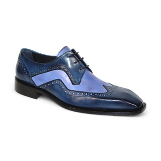 Duca Saranno Men's Shoes Navy/Light Blue Calf-Skin Leather Oxfords (D1114)-AmbrogioShoes