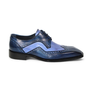 Duca Saranno Men's Shoes Navy/Light Blue Calf-Skin Leather Oxfords (D1114)-AmbrogioShoes