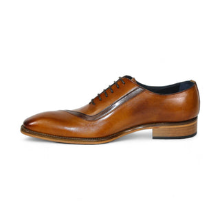 Duca Torre Men's Shoes Cognac/Brown Calf-Skin Leather Oxfords (D1115)-AmbrogioShoes