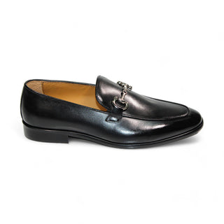 Duca Vasto Men's Shoes Black Calf-Skin Leather Loafers (D1177)-AmbrogioShoes