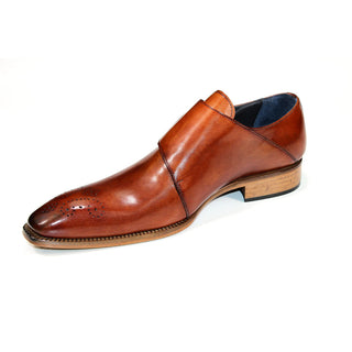 Duca Vergarto Men's Shoes Brandy Calf-Skin Leather Monkstraps Oxfords (D1121)-AmbrogioShoes