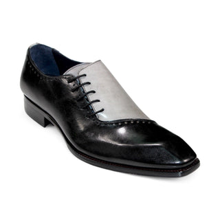 Duca Veroli Men's Shoes Black/Grey Calf-Skin Leather Oxfords (D1135)-AmbrogioShoes