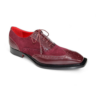 Emilio Franco Antonio Men's Shoes Burgundy Calf/Suede Leather Derby Oxfords (EF1208)-AmbrogioShoes