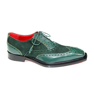 Emilio Franco Antonio Men's Shoes Green Calf/Suede Leather Derby Oxfords (EF1209)-AmbrogioShoes