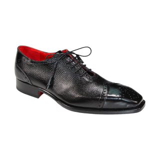 Emilio Franco Bosco Men's Shoes Black Calf/Deer Leather Oxfords (EF1204)-AmbrogioShoes