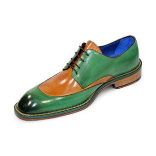 Emilio Franco Cosimo Men's Shoes Green/Cognac Leather Oxfords (EF1243)-AmbrogioShoes