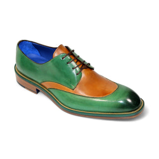 Emilio Franco Cosimo Men's Shoes Green/Cognac Leather Oxfords (EF1243)-AmbrogioShoes