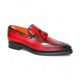 Emilio Franco Dino Men's Shoes Red/Black Calf-Skin Leather Loafers (EF1246)-AmbrogioShoes