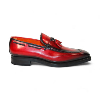 Emilio Franco Dino Men's Shoes Red/Black Calf-Skin Leather Loafers (EF1246)-AmbrogioShoes