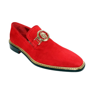 Emilio Franco EF102 Men's Shoes Red Suede Leather Formal Loafers (EFC1009)-AmbrogioShoes