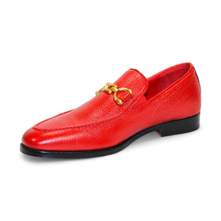 Emilio Franco Edgardo Men's Shoes Red Deer-Skin Leather Loafers (EF1248)-AmbrogioShoes