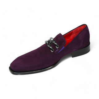 Emilio Franco Francesco Men's Shoes Purple Suede Leather Loafers (EF1214)-AmbrogioShoes