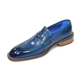 Emilio Franco Mirko Men's Shoes Blue Calf-Skin Leather Loafers (EF1260)-AmbrogioShoes