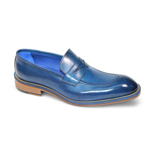 Emilio Franco Mirko Men's Shoes Blue Calf-Skin Leather Loafers (EF1260)-AmbrogioShoes