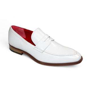 Emilio Franco Oliviero Men's Shoes White Calf-Skin Leather Loafers (EF1263)-AmbrogioShoes